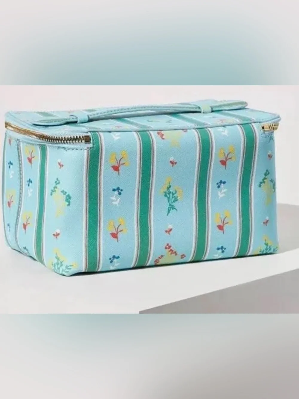 Pencil & Paper Co x Neely & Chloe Stripe Cosmetic pouch with Top Handle and Zip